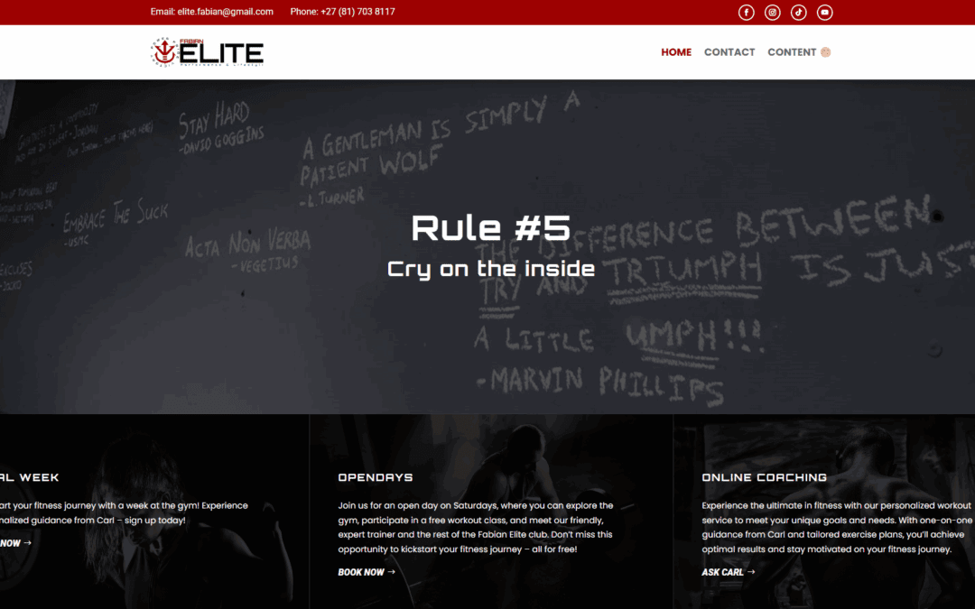 Website Revamp for Fabian ELITE Gym in Pretoria
